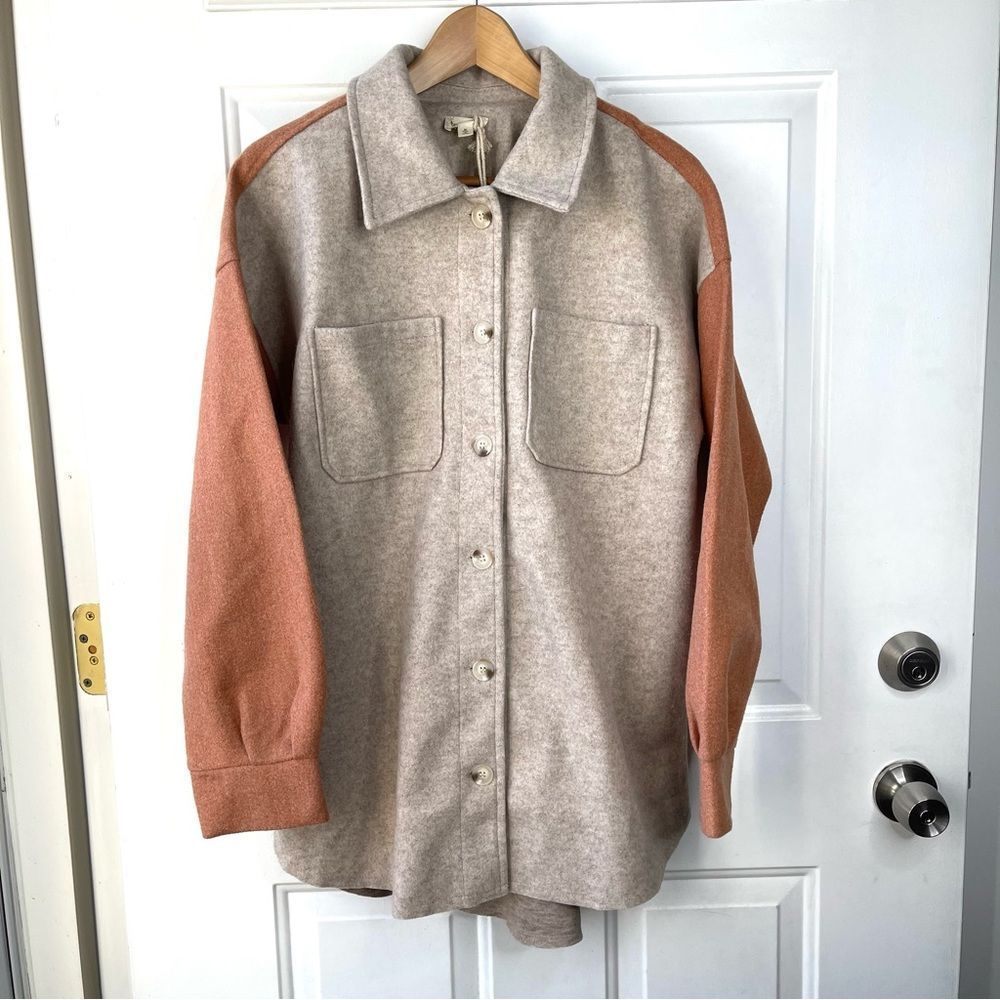 Hem & Thread Tan and Orange Shacket Size Medium NWOT